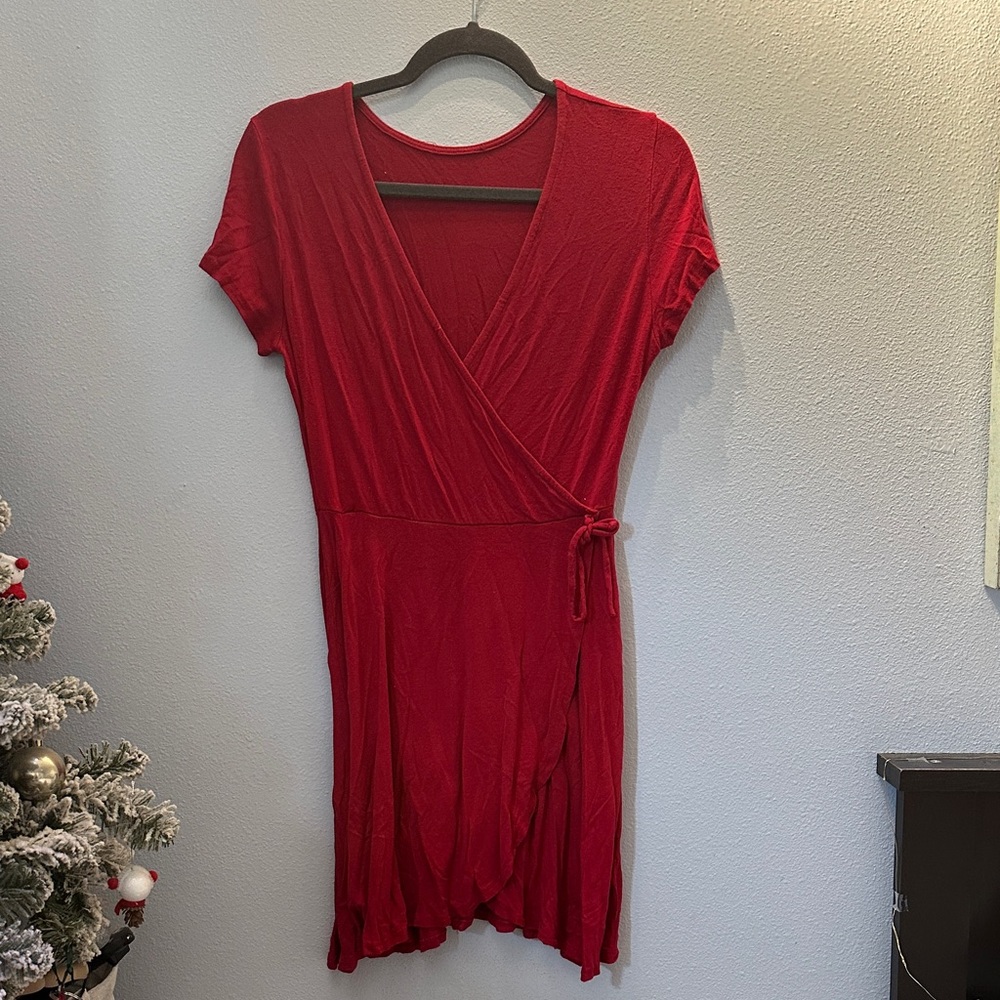 Elegant Red Wrap Dress